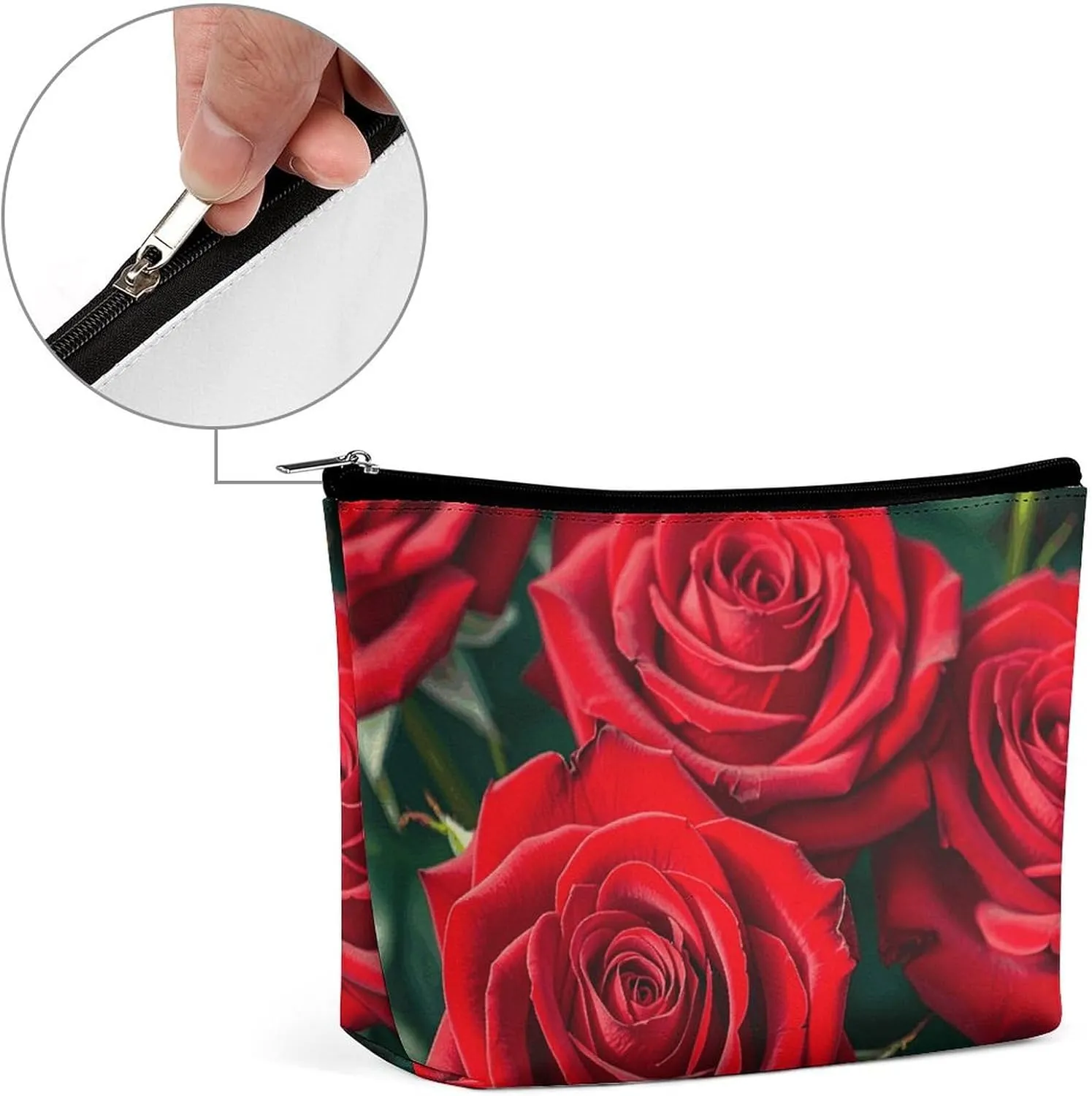 Toiletry Bag for Women Many Red Rose Cosmetic Bag Portable Capacity Travel Makeup Bags with Zipper Lightweight Cute Beauty Makeup Organizer for Traveling, Accessories, Essentials