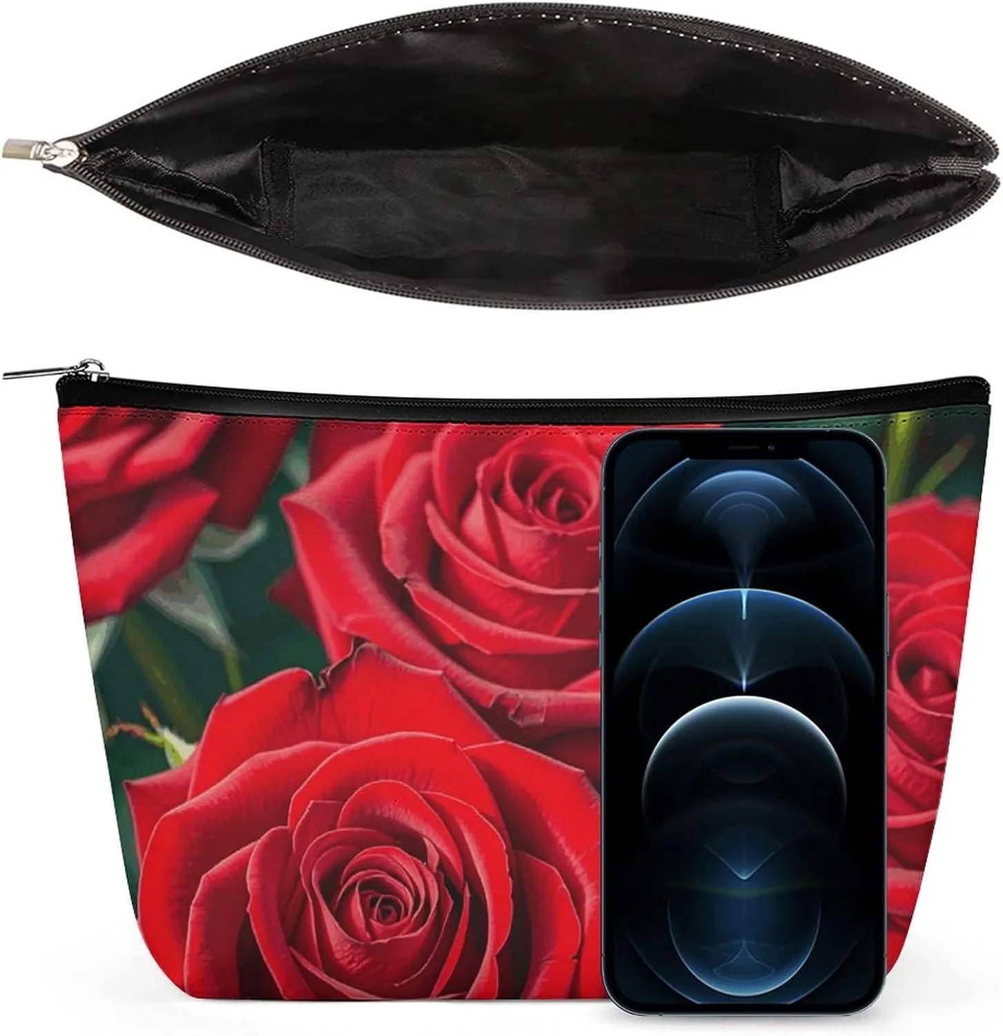 Toiletry Bag for Women Many Red Rose Cosmetic Bag Portable Capacity Travel Makeup Bags with Zipper Lightweight Cute Beauty Makeup Organizer for Traveling, Accessories, Essentials
