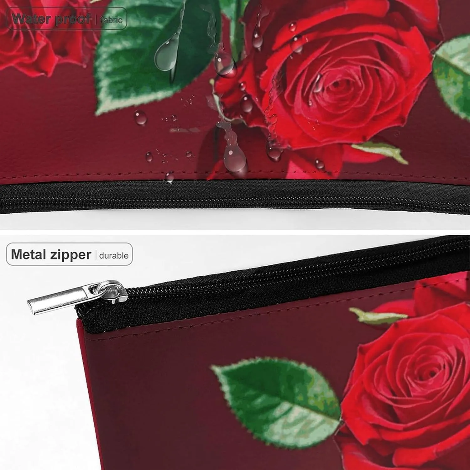 Toiletry Bag for Women Red And Roses Cosmetic Bag Portable Capacity Travel Makeup Bags with Zipper Lightweight Cute Beauty Makeup Organizer for Traveling, Accessories, Essentials