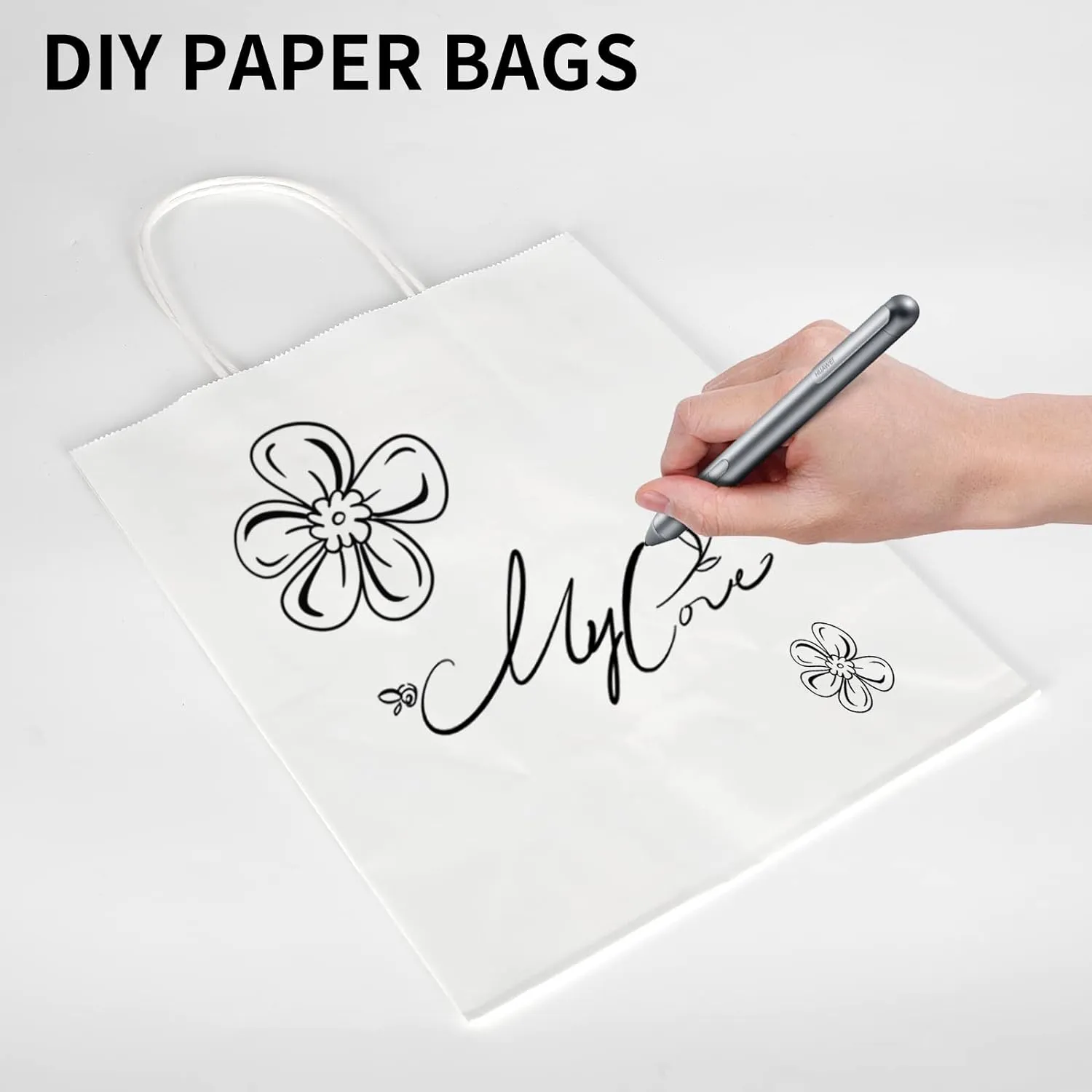 Toovip 100 Pack 8x4.75x10 Inch Medium White Kraft Paper Bags with Handles Bulk, Gift Wrap Bags for Favors Grocery Retail Party Birthday Shopping Business Goody Craft Merchandise Take Out Sacks