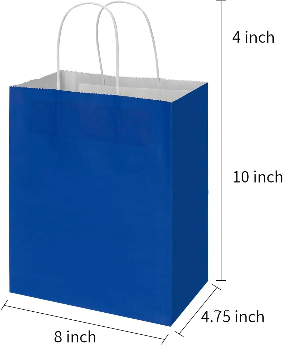 Toovip 25 Pack 8x4.75x10 Inch Medium Royal Blue Kraft Paper Bags with Handles Bulk, Gift Wrap Bags for Favor Grocery Retail Party Birthday Shopping Business Goody Craft Merchandise Take Out sacks