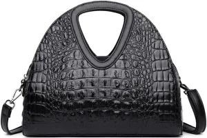 Top-handle Purse for Women Crocodile Print PU Leather Shoulder Handbag Waterproof Crossbody Bag