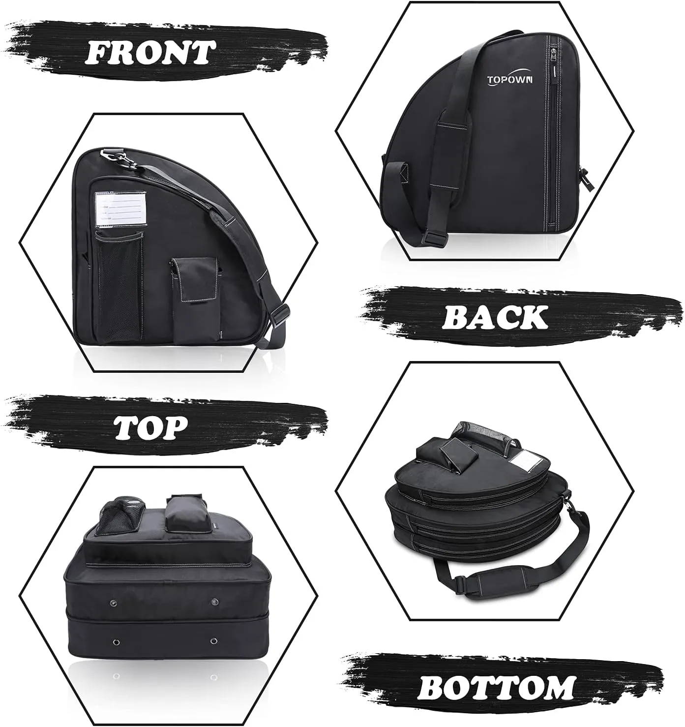 TOPOWN Premium Ice Skate Bag - Roller Skates & Blades Bag for Men & Women - Black & Rose Red