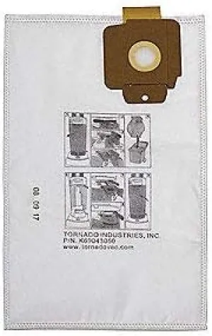 Tornado Replace. Vacuum Cleaner Bags, HEPA, PK10 - pkg. of 10