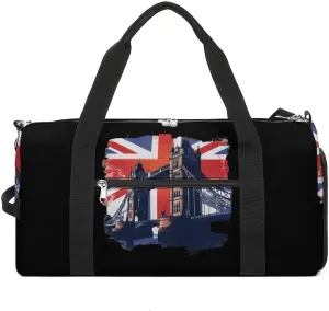 Tower Bridge UK Flag Unisex Gym Bag Waterproof Sports Duffels Travel Gear With Laundry Shoe Compartment