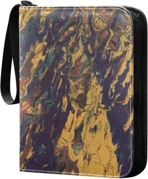 Trading Card Binder with 4-Pocket Sleeves PU Big Capacity for 400 Cards Painting High Transparency Game Card,Multi6