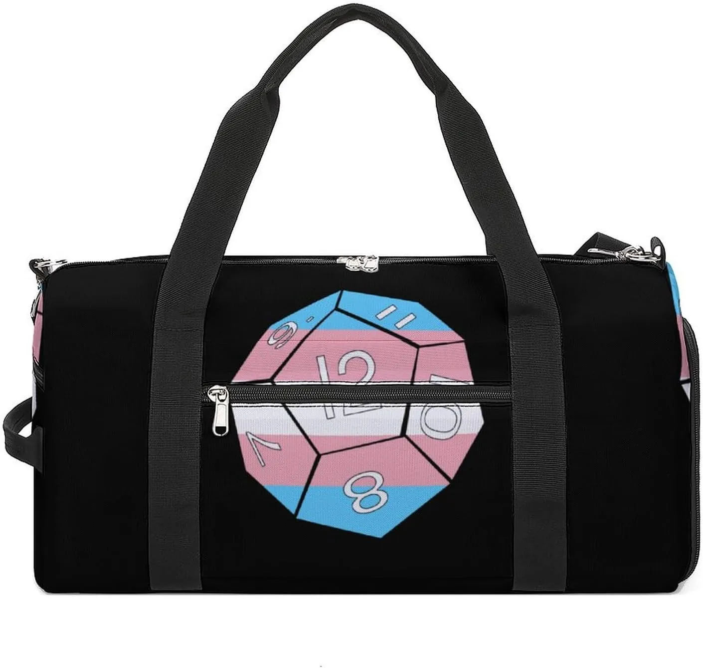 Transgender Flag Dice Dragons Dungeons Unisex Gym Bag Waterproof Sports Duffels Travel Gear With Laundry Shoe Compartment
