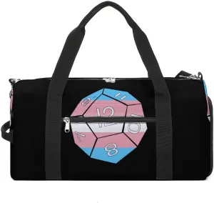 Transgender Flag Dice Dragons Dungeons Unisex Gym Bag Waterproof Sports Duffels Travel Gear With Laundry Shoe Compartment
