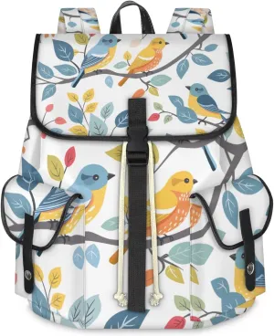 Travel Backpack For Women Men, Vocal Birds Laptop Backpacks Rucksack Large Capacity Vintage Backpack Drawstring Backpack Casual Bookbags Water Resistant Daypack Bags For Outdoor Camping