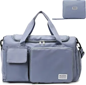 Travel Bag, Large Capacity Folding Travel Bag, Sports Gym Bag with Wet Pocket & Shoes Compartment, Foldable Travel Duffel Bag, Weekender Overnight Bag for Women and Man