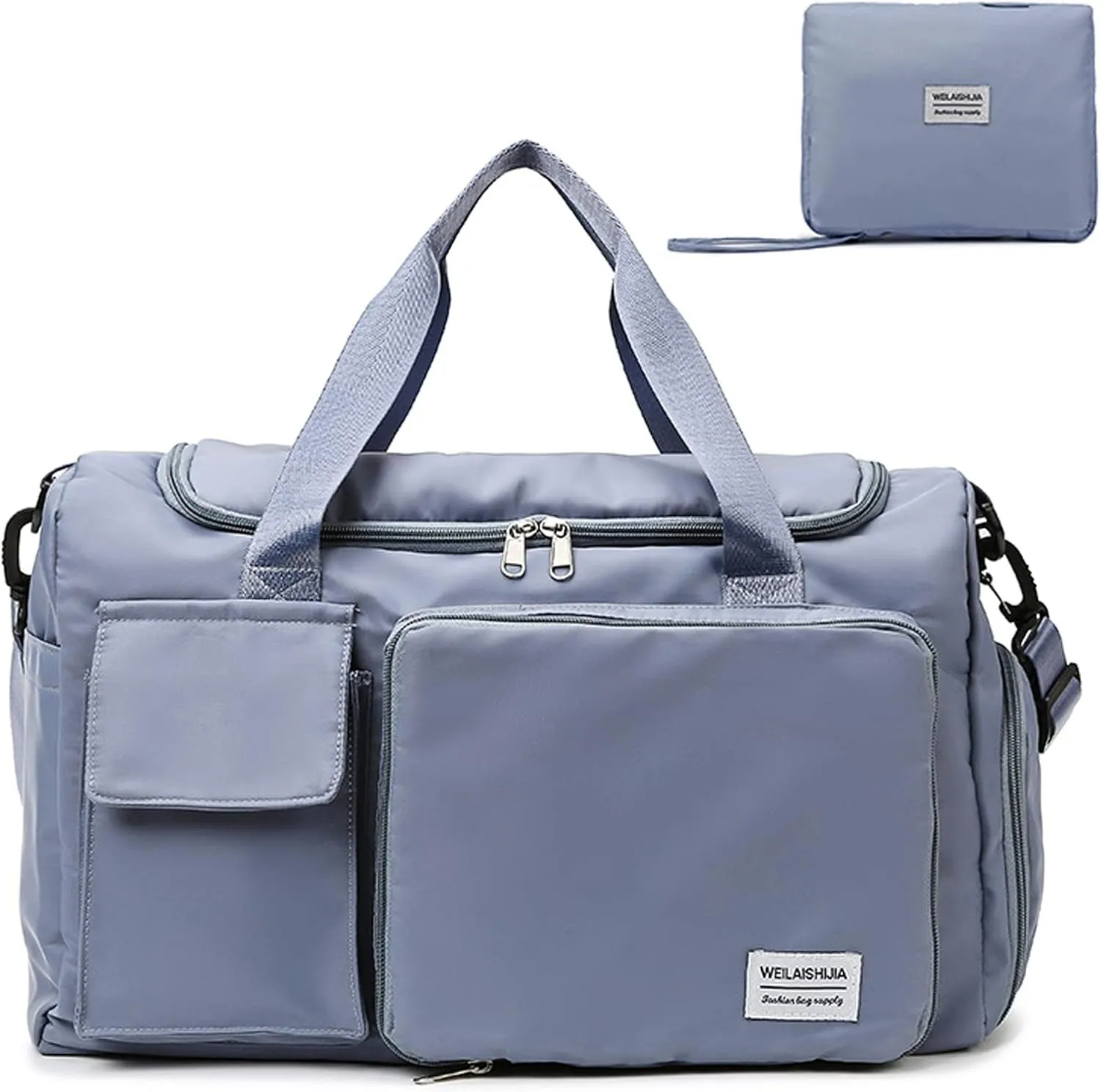Travel Bag, Large Capacity Folding Travel Bag, Sports Gym Bag with Wet Pocket & Shoes Compartment, Foldable Travel Duffel Bag, Weekender Overnight Bag for Women and Man