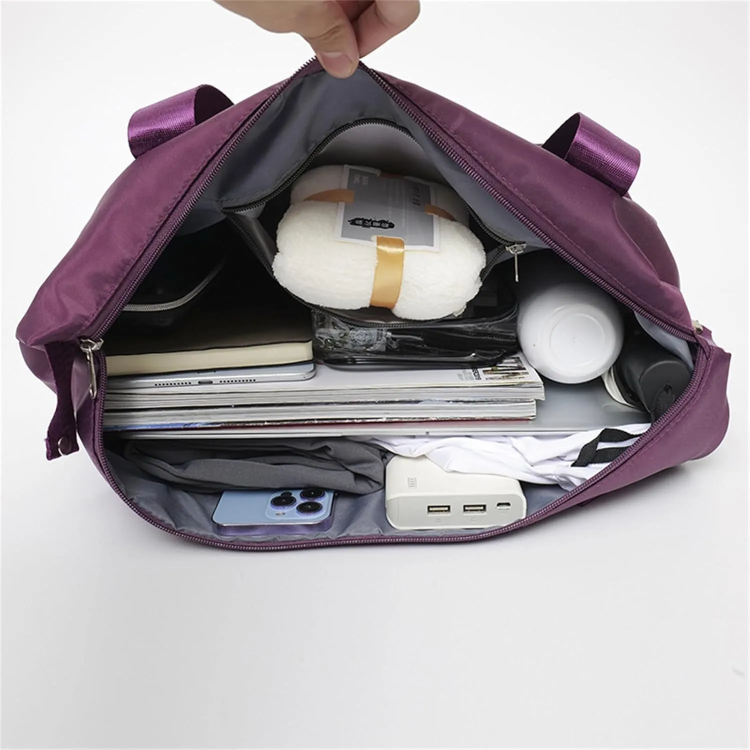 Travel Bag with Wheels – 2025 Expandable Foldable Duffle Bag, Large Capacity Suitcase for Travel & Business, Large Capacity Wide-Open Travel Cosmetic Bag, Removable Universal Wheels (Light pink)