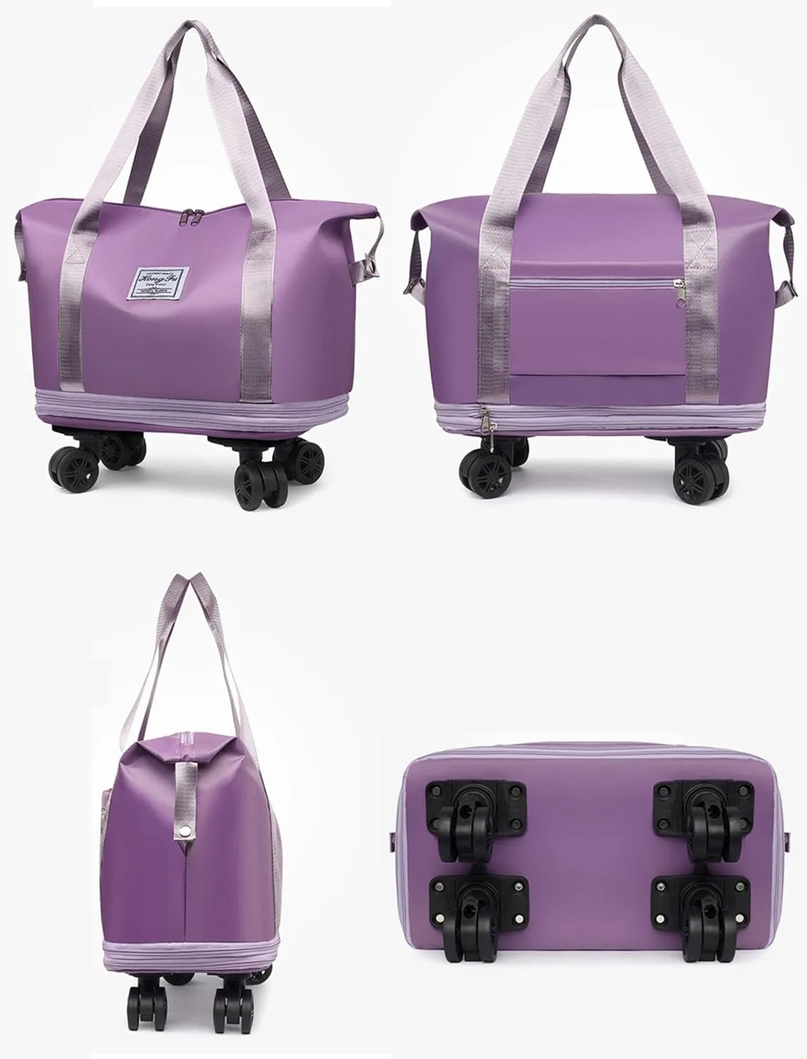 Travel Bag with Wheels, 2025 New Large Capacity Travels Bag with Wheel Removable for Women Men, Dry and Wet Separation Waterproof Foldable Travel Bag Expandable for Gym, Camping (Grey)