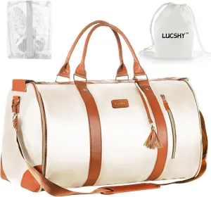 Travel Bags Premium PU Leather Wrinkle-Free Packing Design and 7 different storage compartments perfect for Men and Women Travel (Snow)