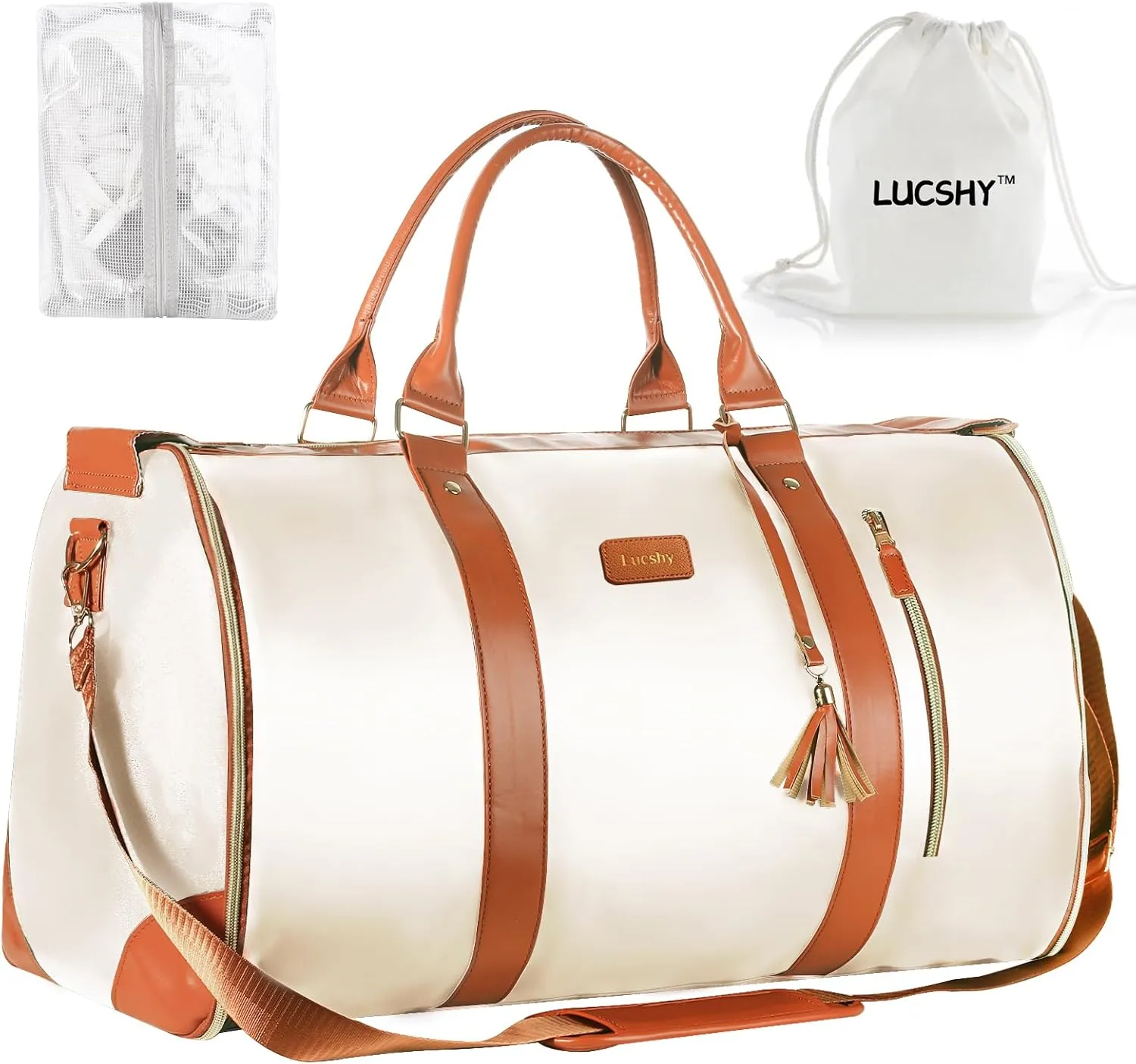 Travel Bags Premium PU Leather Wrinkle-Free Packing Design and 7 different storage compartments perfect for Men and Women Travel (Snow)