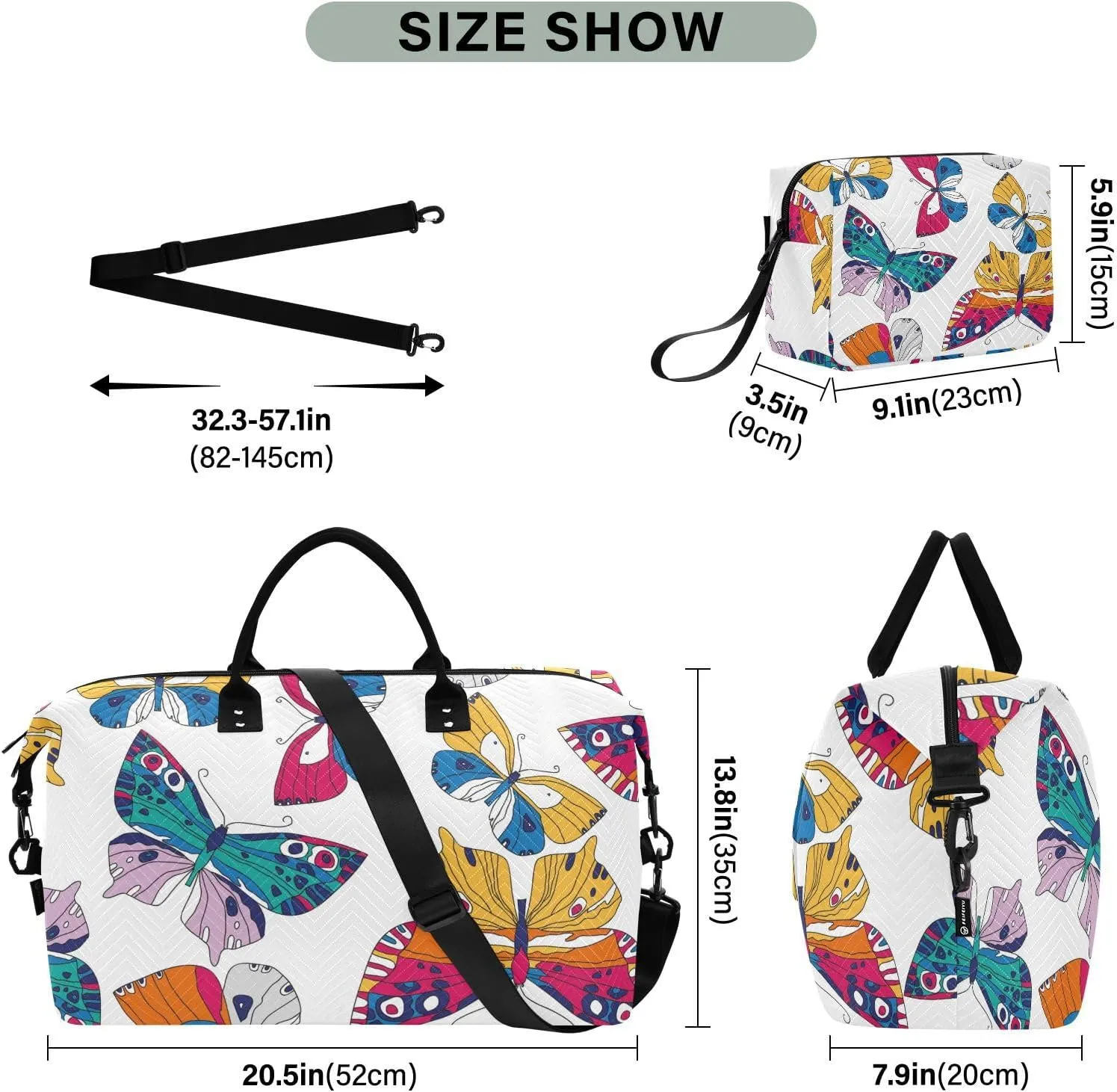 Travel Duffel Bag 2 pcs Sports Tote Gym Bag Quilted Luggage Set Large Carry-On Overnight Bag Weekend Travel Bag for Women Men
