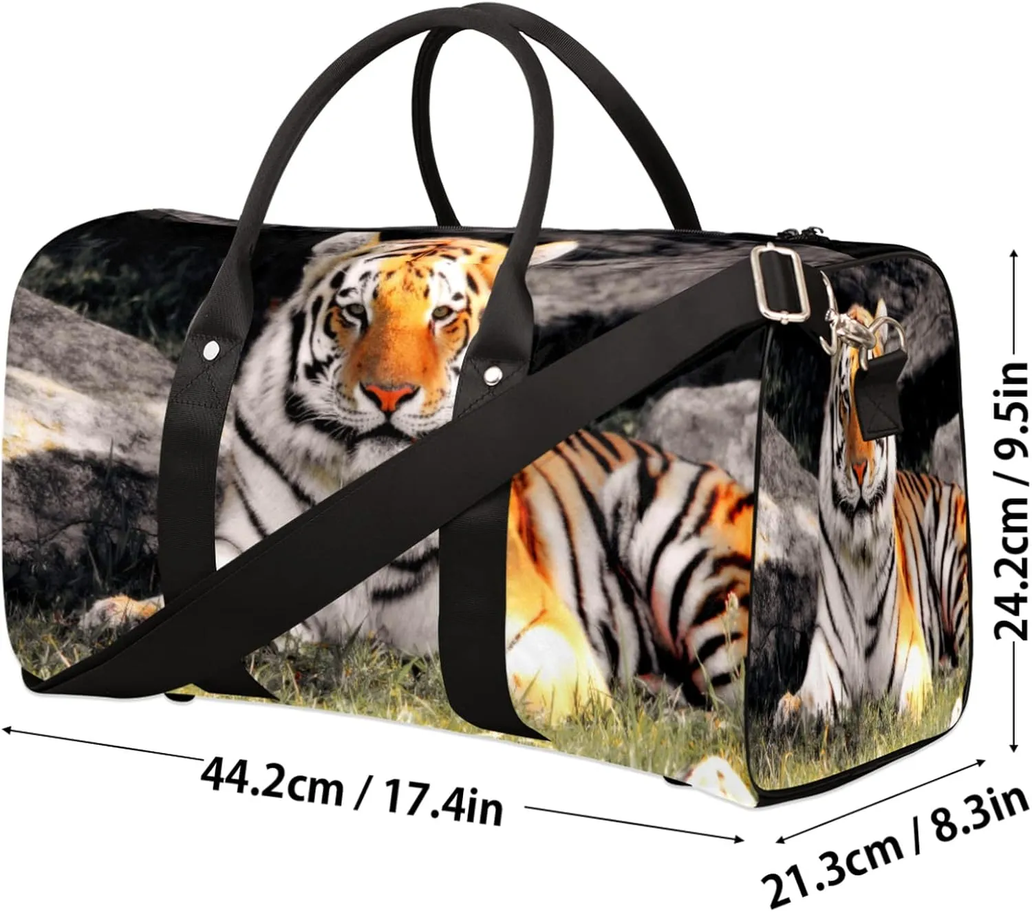 Travel Duffel Bag Animal Tiger Print Pattern Sport Tote Gym Bag Waterproof Foldable Carryon Weekend Overnight Training Handbag Sports Duffle Bags for Women Men Boys Girls