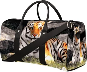 Travel Duffel Bag Animal Tiger Print Pattern Sport Tote Gym Bag Waterproof Foldable Carryon Weekend Overnight Training Handbag Sports Duffle Bags for Women Men Boys Girls