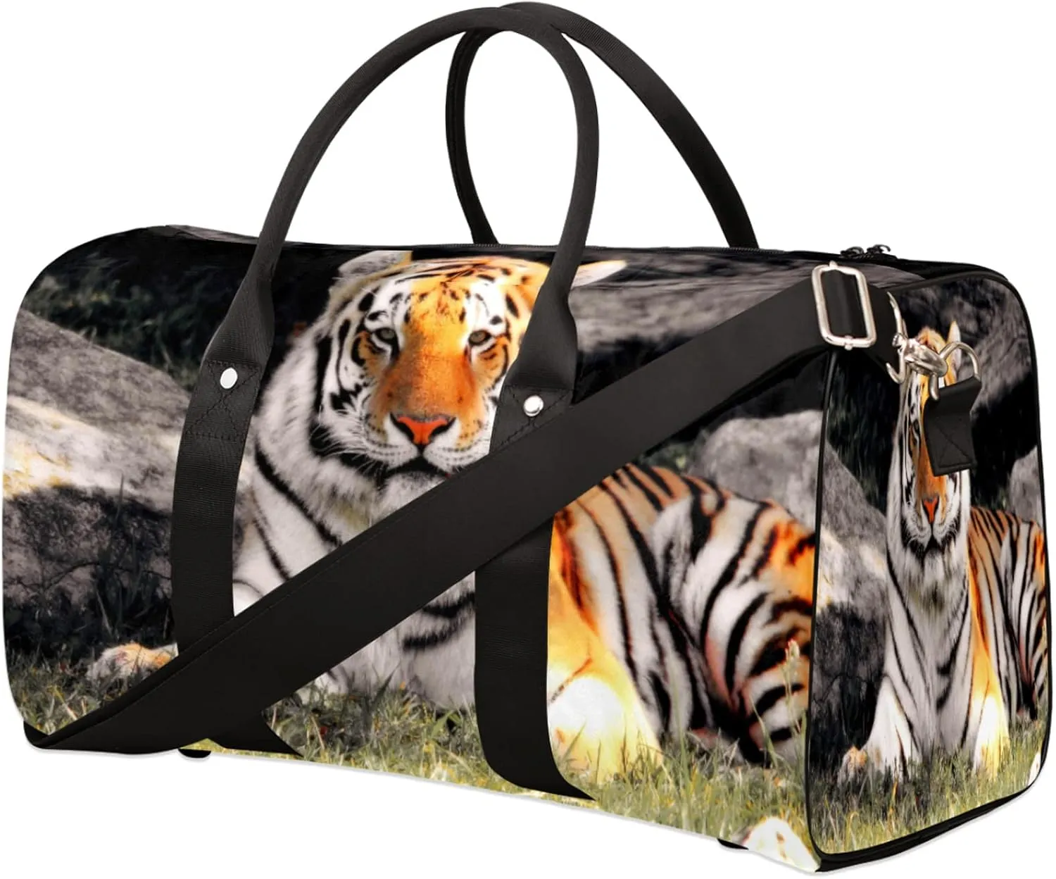 Travel Duffel Bag Animal Tiger Print Pattern Sport Tote Gym Bag Waterproof Foldable Carryon Weekend Overnight Training Handbag Sports Duffle Bags for Women Men Boys Girls