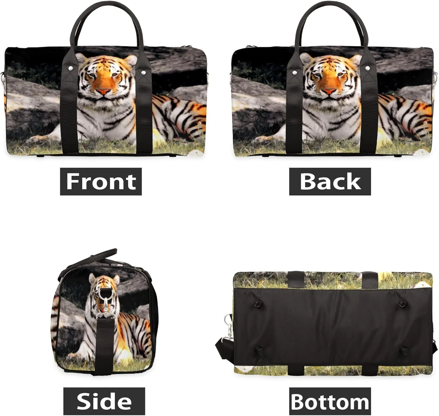 Travel Duffel Bag Animal Tiger Print Pattern Sport Tote Gym Bag Waterproof Foldable Carryon Weekend Overnight Training Handbag Sports Duffle Bags for Women Men Boys Girls