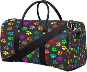 Travel Duffel Bag Cat Dog Paw Print Sport Tote Gym Bag Waterproof Foldable Carryon Weekend Overnight Training Handbag Sports Duffle Bags for Women Men Boys Girls