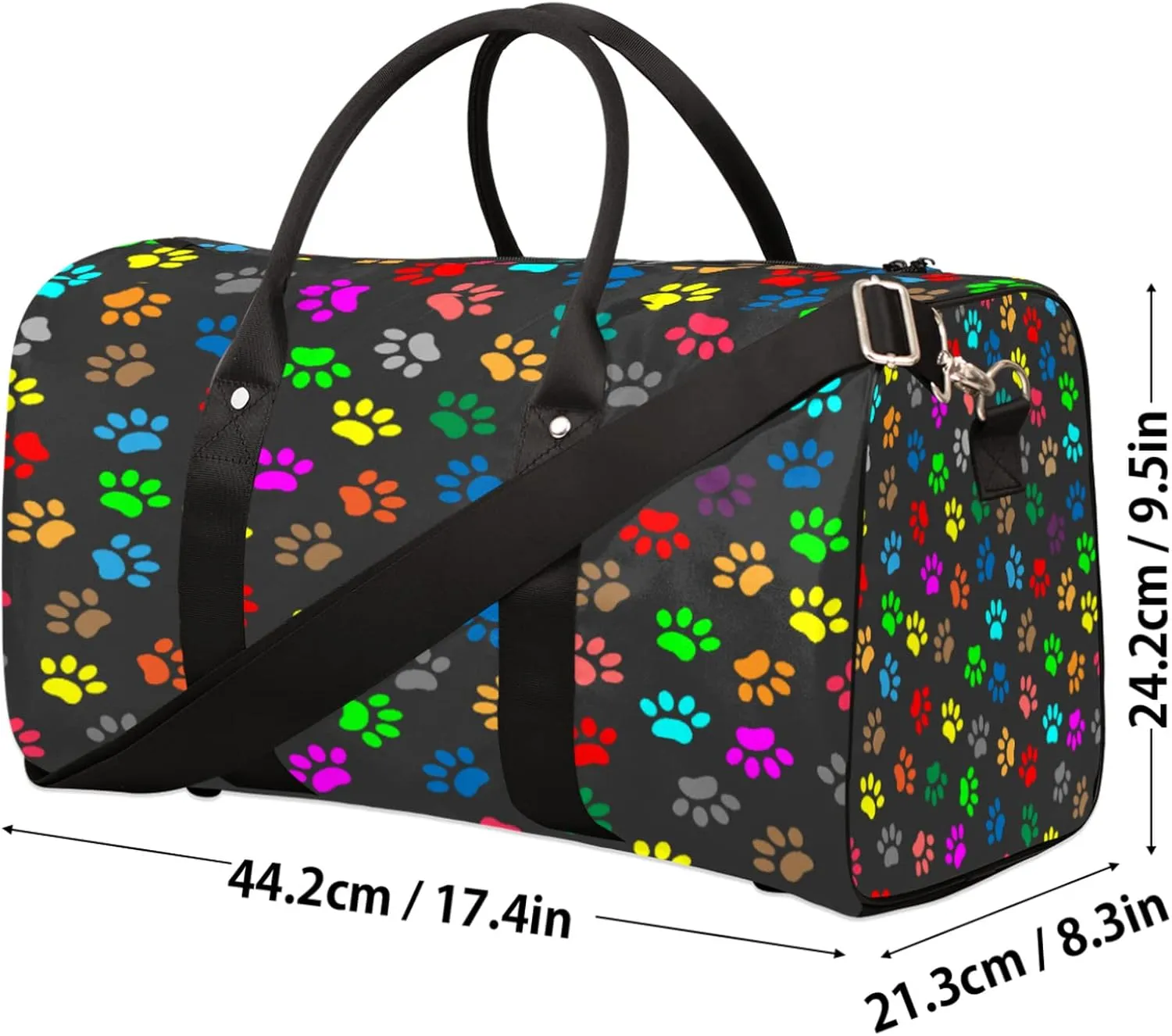 Travel Duffel Bag Cat Dog Paw Print Sport Tote Gym Bag Waterproof Foldable Carryon Weekend Overnight Training Handbag Sports Duffle Bags for Women Men Boys Girls