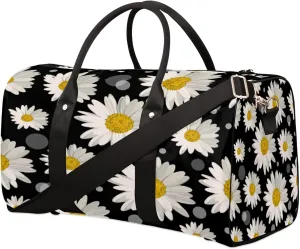 Travel Duffel Bag Flower Daisy Sport Gym Bag Weekender Overnight Bag carry on bag Training Shoulder for Women Men Boys Girls