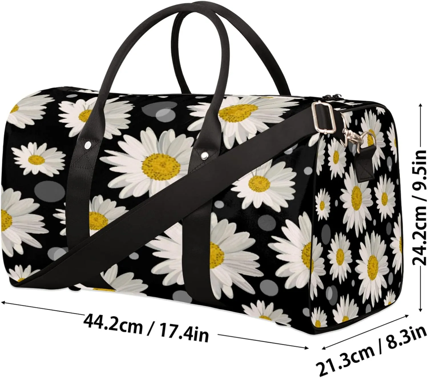 Travel Duffel Bag Flower Daisy Sport Gym Bag Weekender Overnight Bag carry on bag Training Shoulder for Women Men Boys Girls
