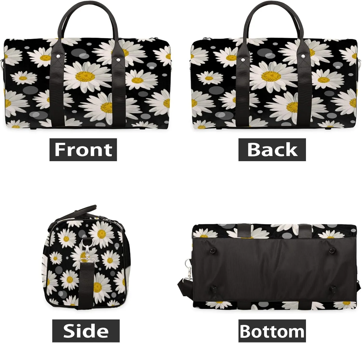 Travel Duffel Bag Flower Daisy Sport Gym Bag Weekender Overnight Bag carry on bag Training Shoulder for Women Men Boys Girls