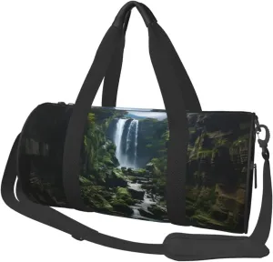 Travel Duffel Bag Foldable Weekender Overnight Bag Waterfall Cliff Sports Tote Gym Bags Large Capacity Lightweight Carry On Luggage Bags for Men Women