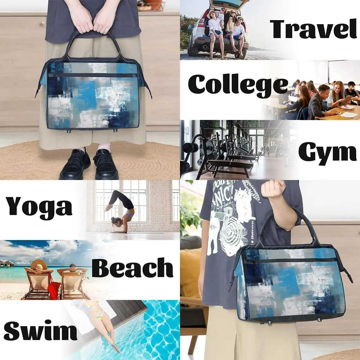 Travel Duffel Bag for Women, Abstract Art Oil Weekender Overnight Bag Carry on Beach Swim Bags Dance Bag Airlines Approved Personal Item Travel Bag for Yoga, Sports, Hospital