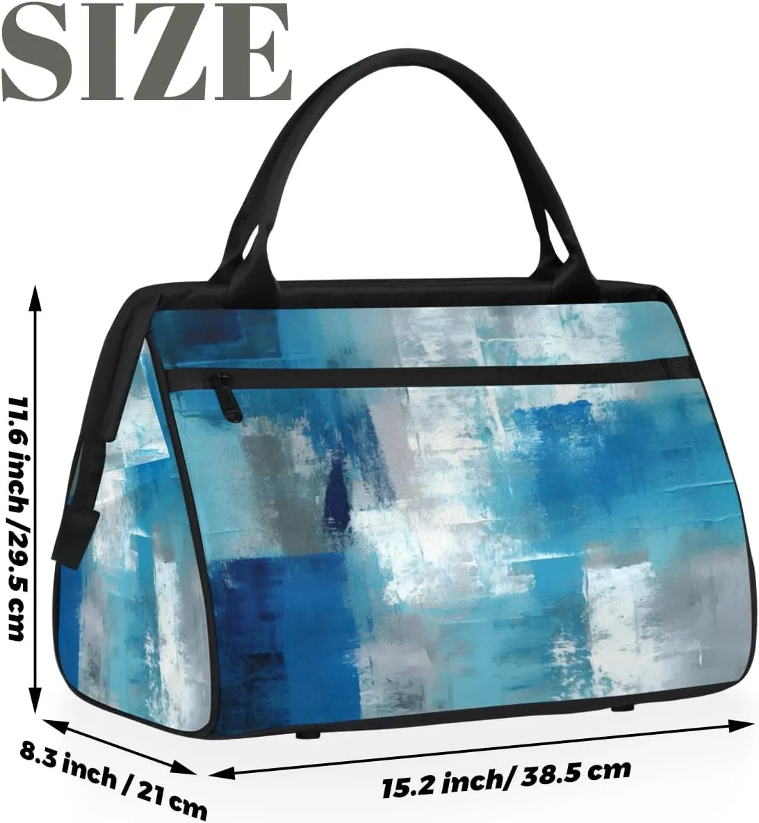 Travel Duffel Bag for Women, Abstract Blue Grey Weekender Overnight Bag Carry on Beach Swim Bags Dance Bag Airlines Approved Personal Item Travel Bag for Yoga, Sports, Hospital