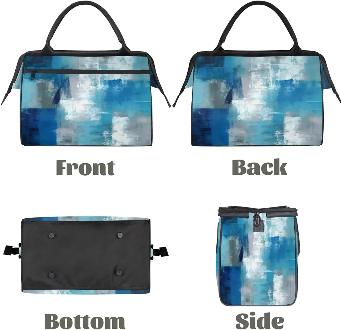 Travel Duffel Bag for Women, Abstract Blue Grey Weekender Overnight Bag Carry on Beach Swim Bags Dance Bag Airlines Approved Personal Item Travel Bag for Yoga, Sports, Hospital