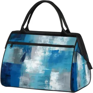 Travel Duffel Bag for Women, Abstract Blue Grey Weekender Overnight Bag Carry on Beach Swim Bags Dance Bag Airlines Approved Personal Item Travel Bag for Yoga, Sports, Hospital