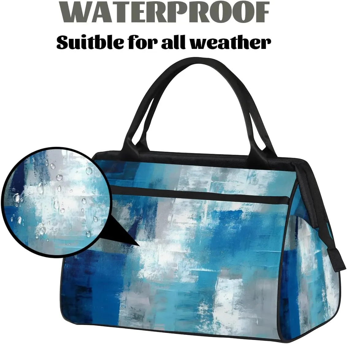 Travel Duffel Bag for Women, Abstract Blue Grey Weekender Overnight Bag Carry on Beach Swim Bags Dance Bag Airlines Approved Personal Item Travel Bag for Yoga, Sports, Hospital