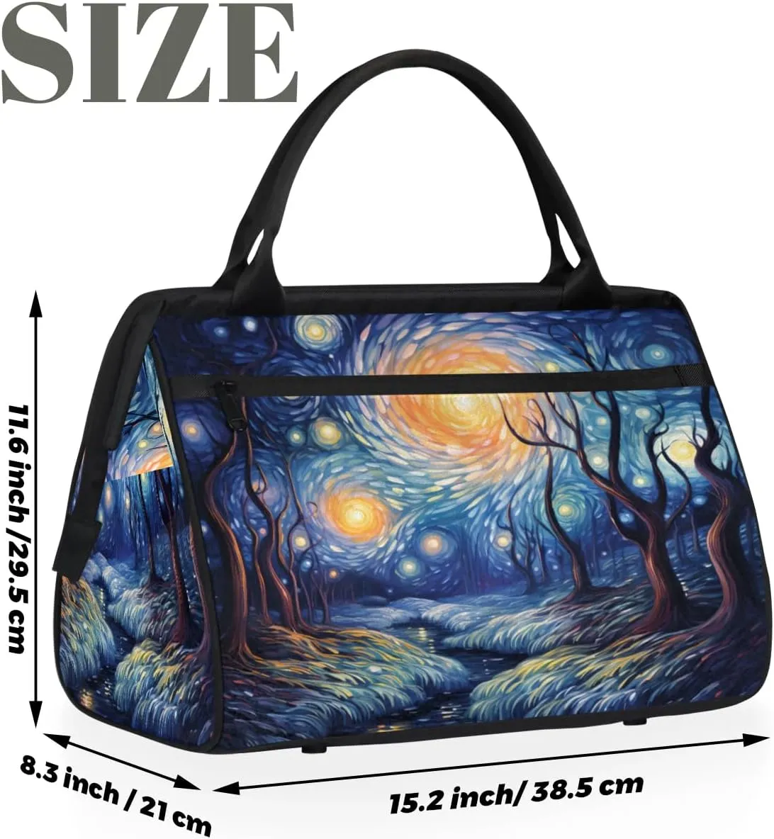 Travel Duffel Bag for Women, Abstract Starry Sky Tree Weekender Overnight Bag Carry on Beach Swim Bags Dance Bag Airlines Approved Personal Item Travel Bag for Yoga, Sports, Hospital