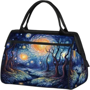 Travel Duffel Bag for Women, Abstract Starry Sky Tree Weekender Overnight Bag Carry on Beach Swim Bags Dance Bag Airlines Approved Personal Item Travel Bag for Yoga, Sports, Hospital