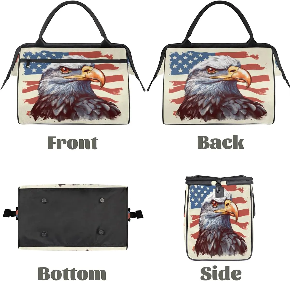 Travel Duffel Bag for Women, American Flag Eagle Weekender Overnight Bag Carry on Beach Swim Bags Dance Bag Airlines Approved Personal Item Travel Bag for Yoga, Sports, Hospital