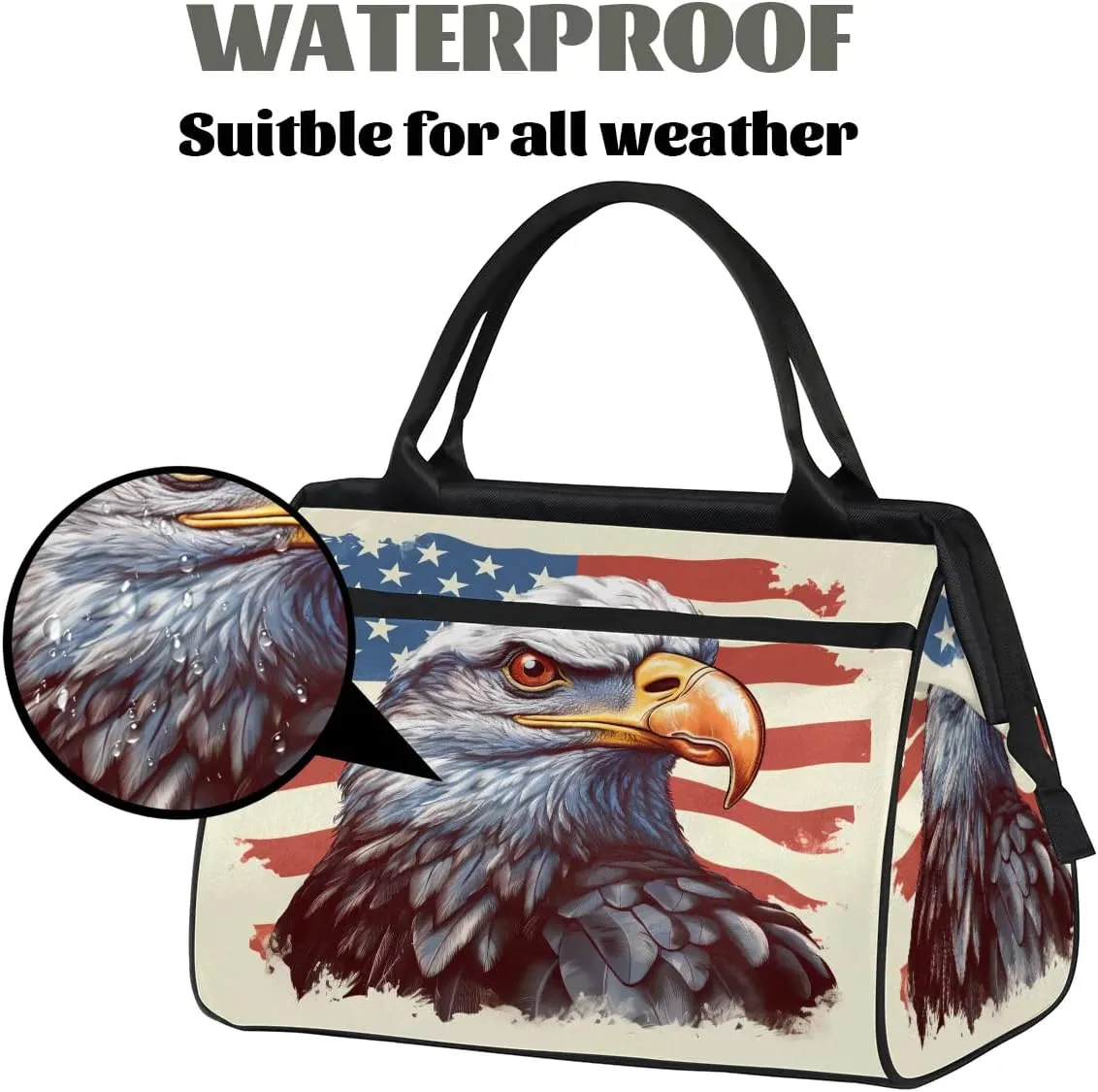 Travel Duffel Bag for Women, American Flag Eagle Weekender Overnight Bag Carry on Beach Swim Bags Dance Bag Airlines Approved Personal Item Travel Bag for Yoga, Sports, Hospital
