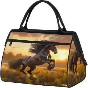 Travel Duffel Bag for Women, Animal Horse Weekender Overnight Bag Carry on Beach Swim Bags Dance Bag Airlines Approved Personal Item Travel Bag for Yoga, Sports, Hospital
