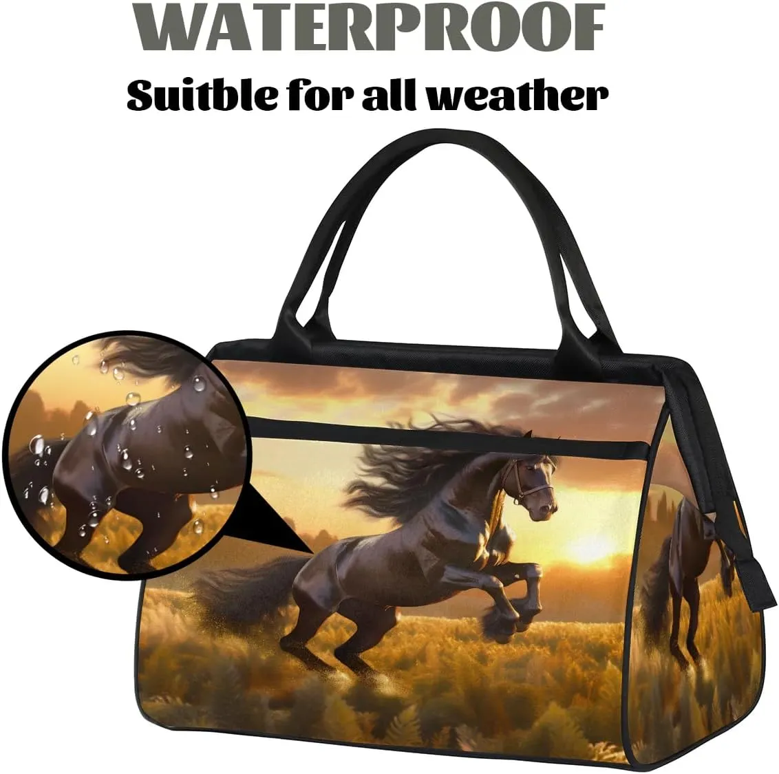 Travel Duffel Bag for Women, Animal Horse Weekender Overnight Bag Carry on Beach Swim Bags Dance Bag Airlines Approved Personal Item Travel Bag for Yoga, Sports, Hospital