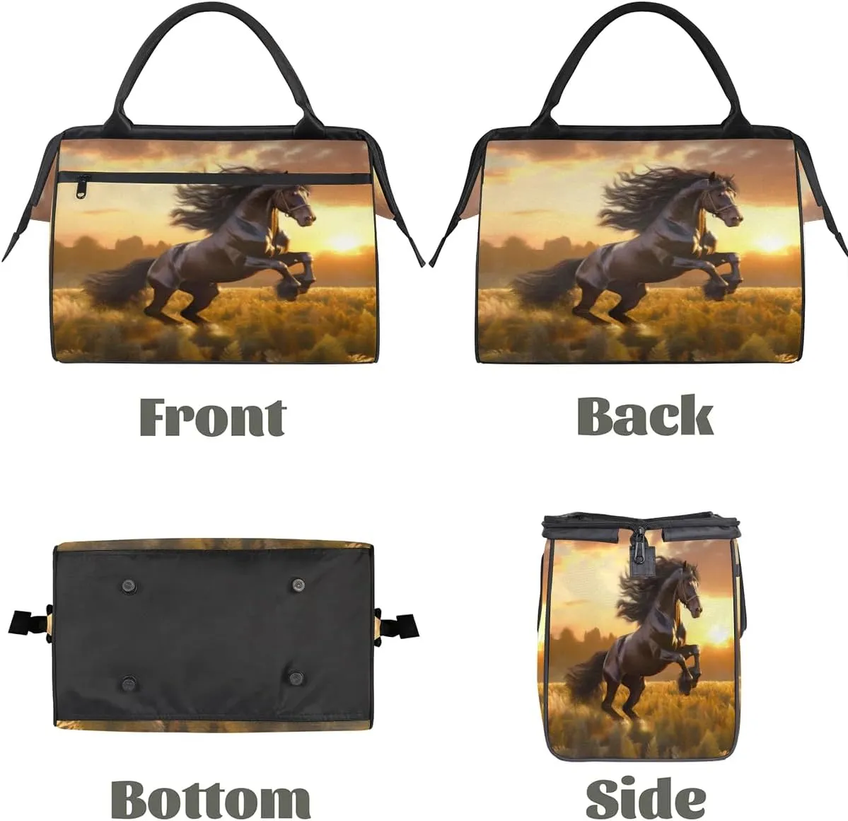 Travel Duffel Bag for Women, Animal Horse Weekender Overnight Bag Carry on Beach Swim Bags Dance Bag Airlines Approved Personal Item Travel Bag for Yoga, Sports, Hospital
