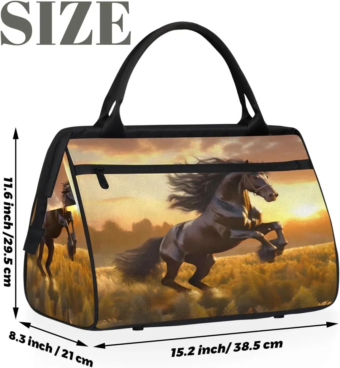 Travel Duffel Bag for Women, Animal Horse Weekender Overnight Bag Carry on Beach Swim Bags Dance Bag Airlines Approved Personal Item Travel Bag for Yoga, Sports, Hospital