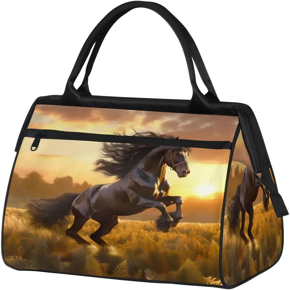 Travel Duffel Bag for Women, Animal Horse Weekender Overnight Bag Carry on Beach Swim Bags Dance Bag Airlines Approved Personal Item Travel Bag for Yoga, Sports, Hospital