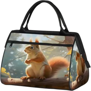 Travel Duffel Bag for Women, Animals Squirrel Weekender Overnight Bag Carry on Beach Swim Bags Dance Bag Airlines Approved Personal Item Travel Bag for Yoga, Sports, Hospital