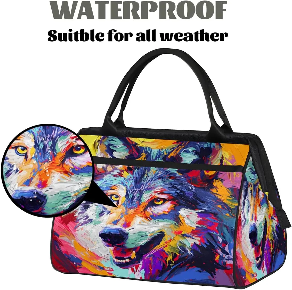 Travel Duffel Bag for Women, Animals Wolf Weekender Overnight Bag Carry on Beach Swim Bags Dance Bag Airlines Approved Personal Item Travel Bag for Yoga, Sports, Hospital