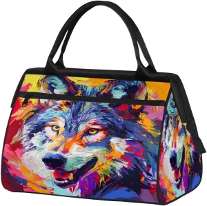 Travel Duffel Bag for Women, Animals Wolf Weekender Overnight Bag Carry on Beach Swim Bags Dance Bag Airlines Approved Personal Item Travel Bag for Yoga, Sports, Hospital