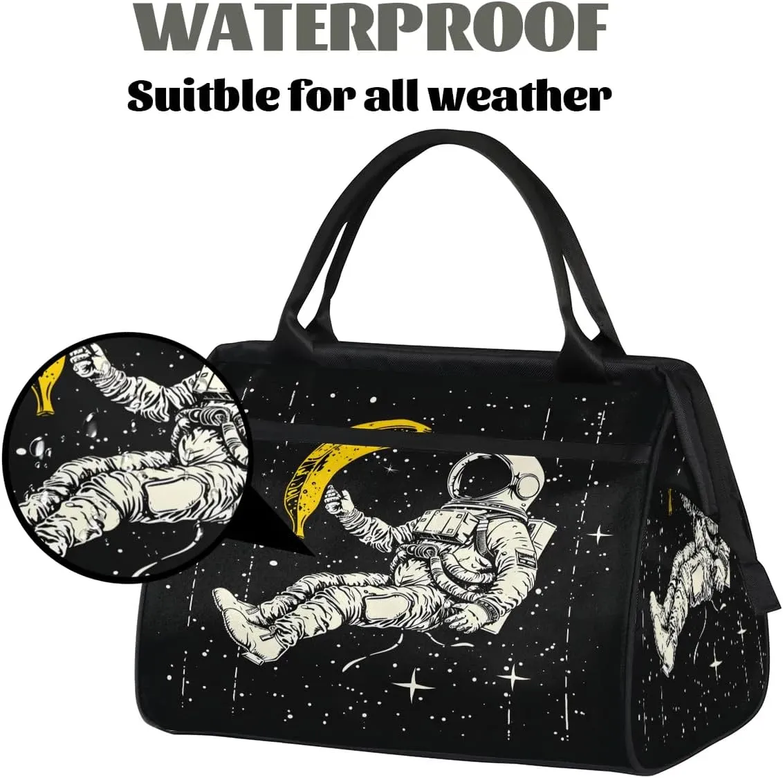 Travel Duffel Bag for Women, Astronaut Banana Weekender Overnight Bag Carry on Beach Swim Bags Dance Bag Airlines Approved Personal Item Travel Bag for Yoga, Sports, Hospital