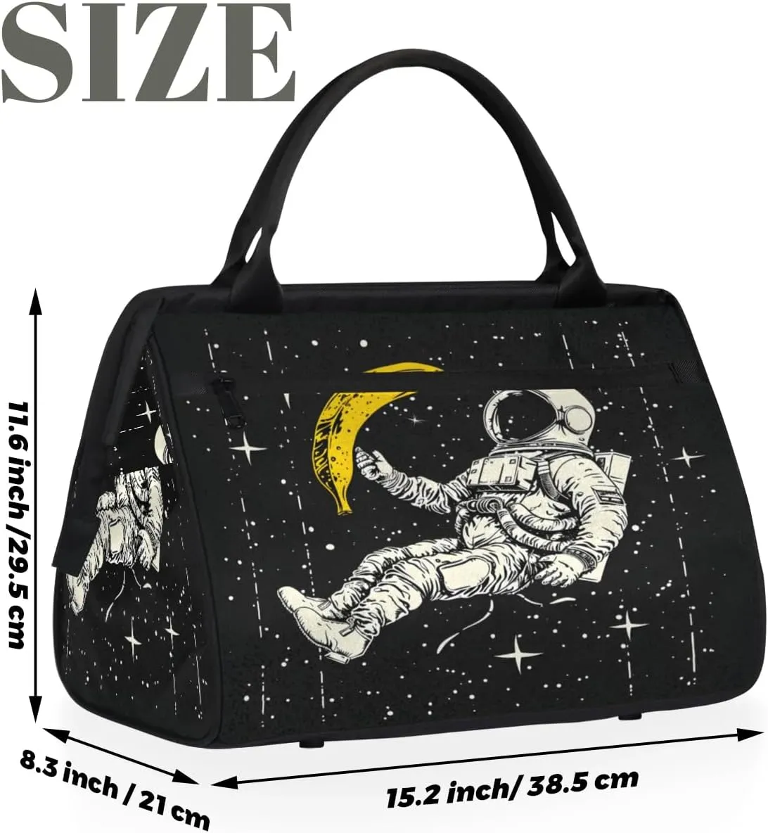 Travel Duffel Bag for Women, Astronaut Banana Weekender Overnight Bag Carry on Beach Swim Bags Dance Bag Airlines Approved Personal Item Travel Bag for Yoga, Sports, Hospital