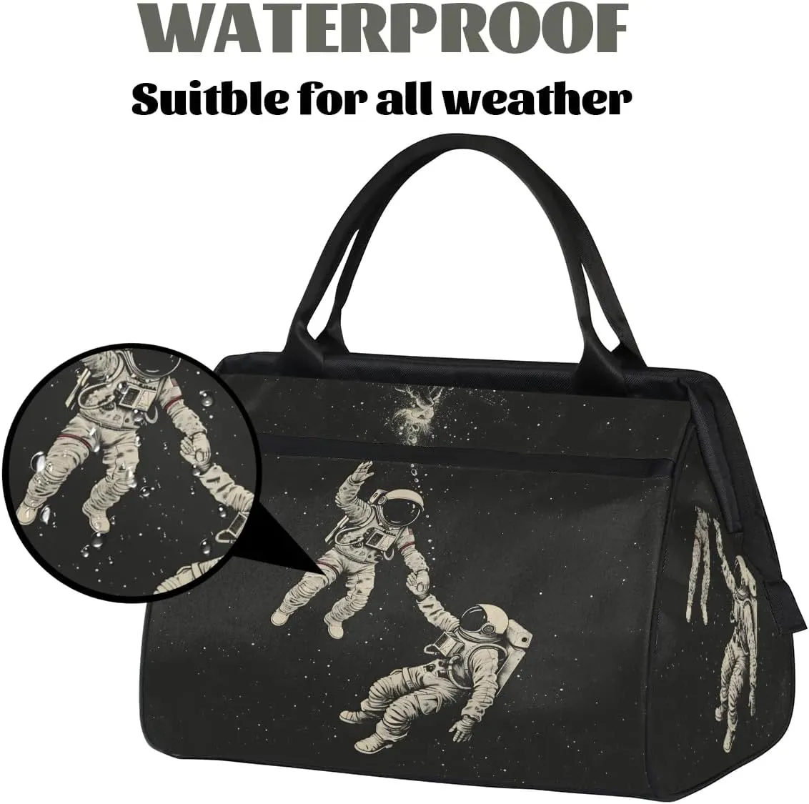 Travel Duffel Bag for Women, Astronaut Pattern Weekender Overnight Bag Carry on Beach Swim Bags Dance Bag Airlines Approved Personal Item Travel Bag for Yoga, Sports, Hospital